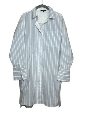 Lafayette 148 New York Oversized Stripe Shirt Dress Tunic Striped Womens Size L
